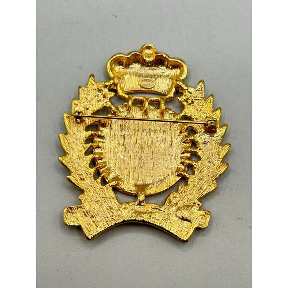 Vintage Royal Navy Enamel Pin Crown Brooch Badge Signed CRAFT Gold Tone 2.5" - Picture 6 of 8